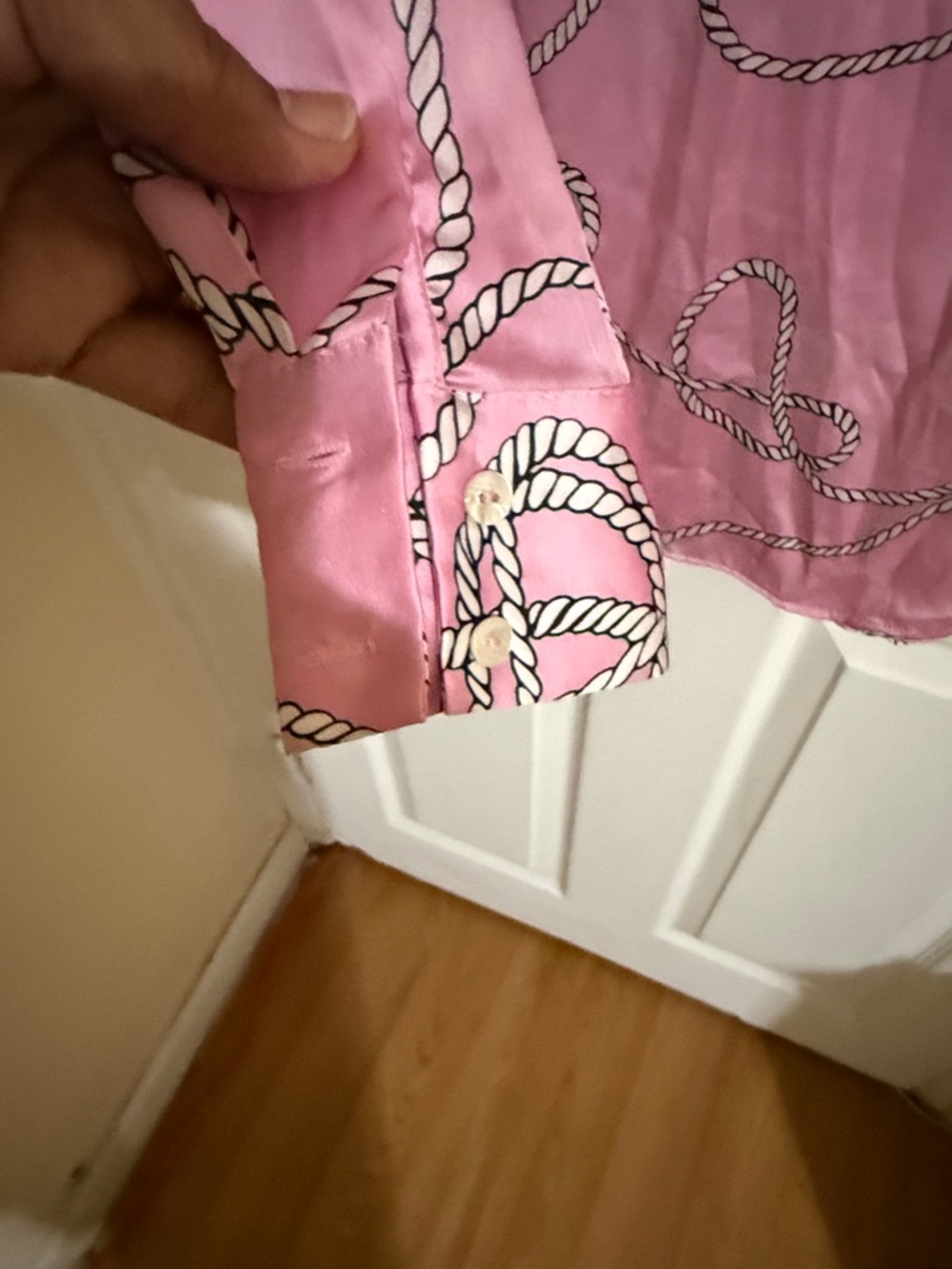 Zara Pink Rope-Print Long-Sleeve Button-Down Shirt - Picture 4 of 5